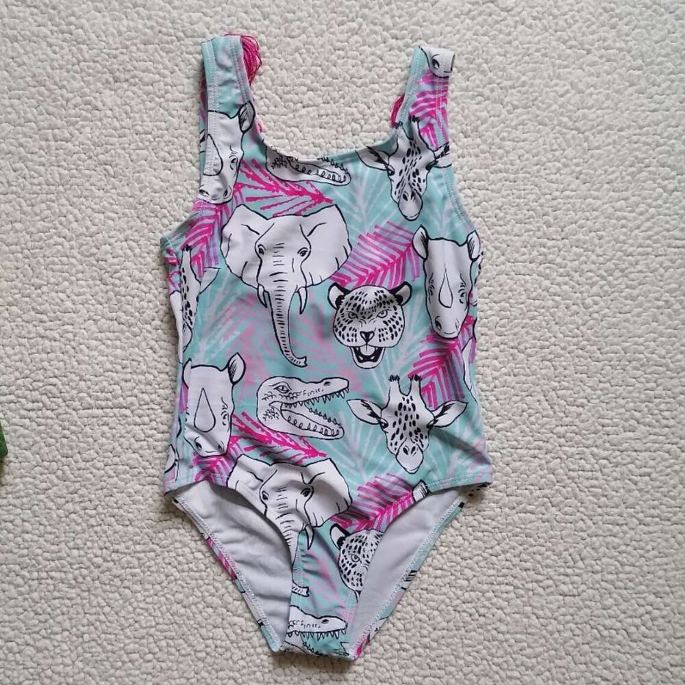 ANDY & EVAN Little Girl's One-piece Swimsuit In Aqua Animals, Size 7